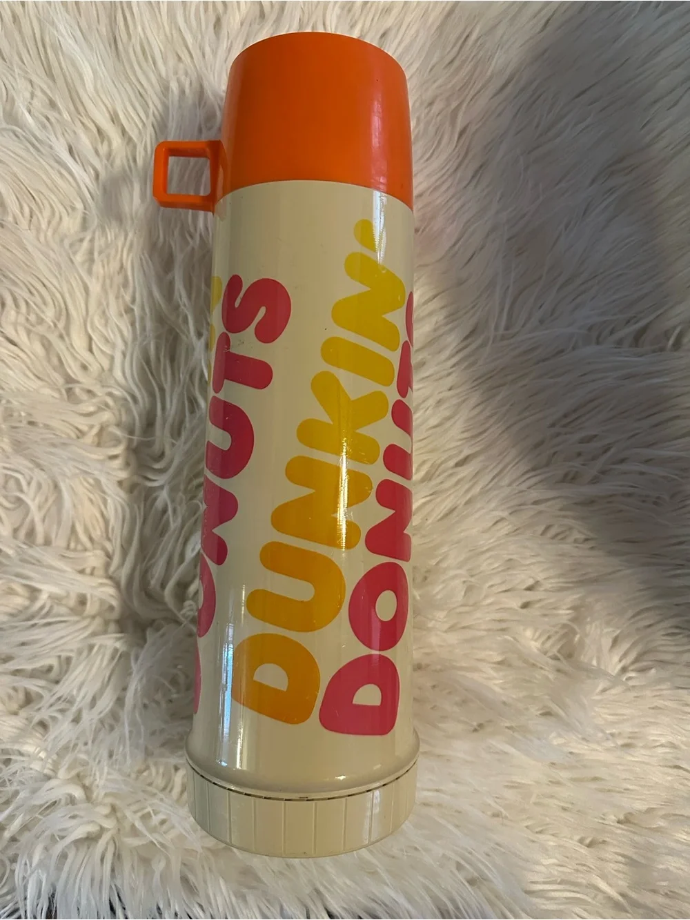 Vintage Dunkin’ Donuts Thermos Vacuum Bottle 13” Retro Orange Pink Yello Thermos